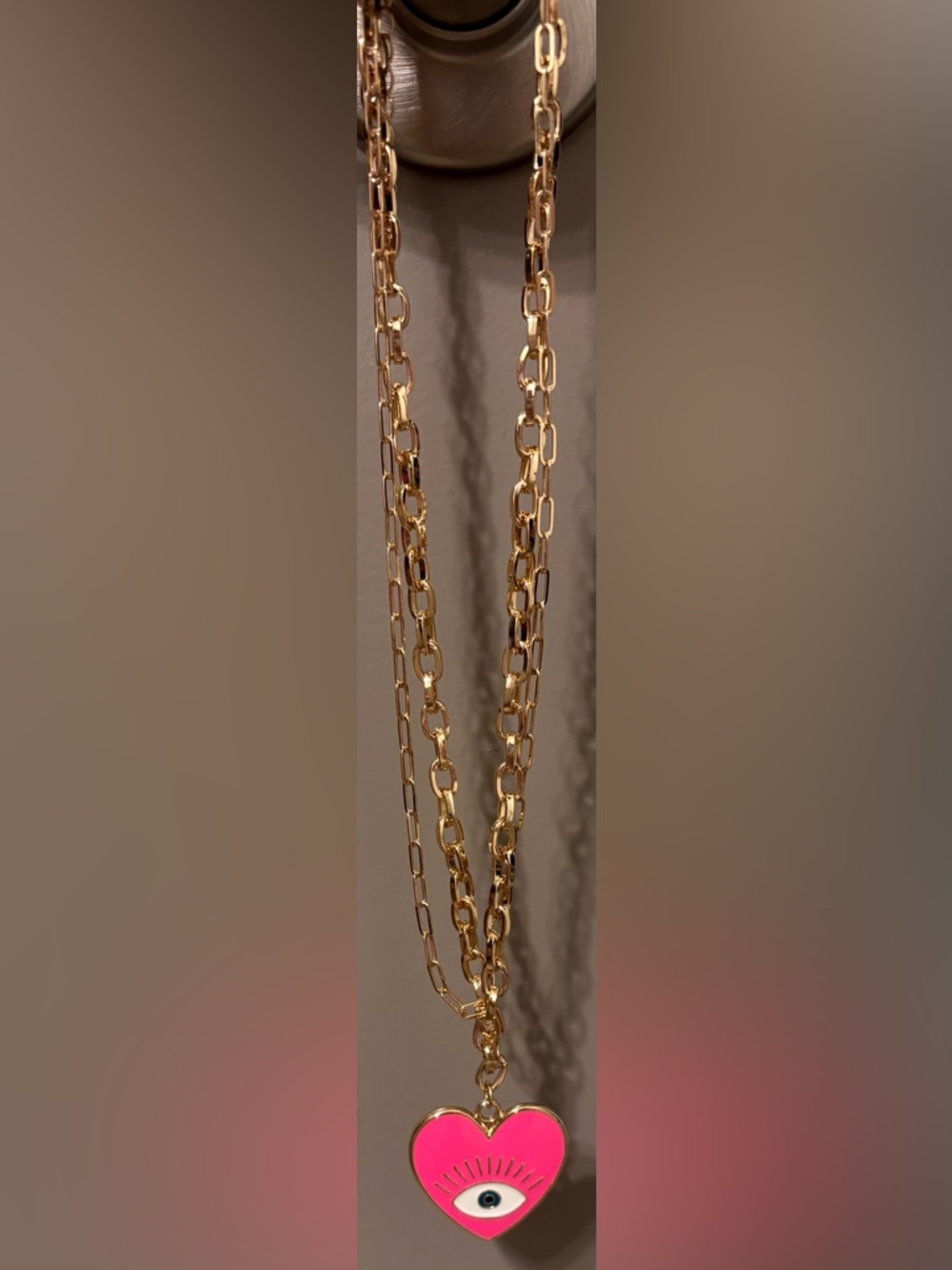 Gold Chain Double Link Evil Necklace